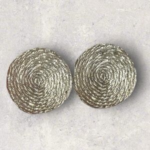 Big 80s Swirl Earrings Round Silvertone Clip